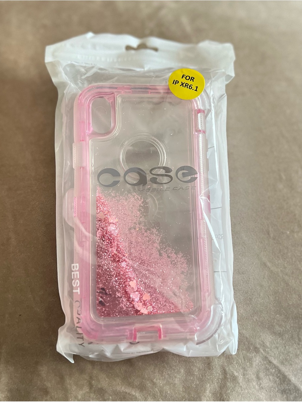 Clear Pink Glitter Liquid Phone Case for iPhone XR/XS (Pink)